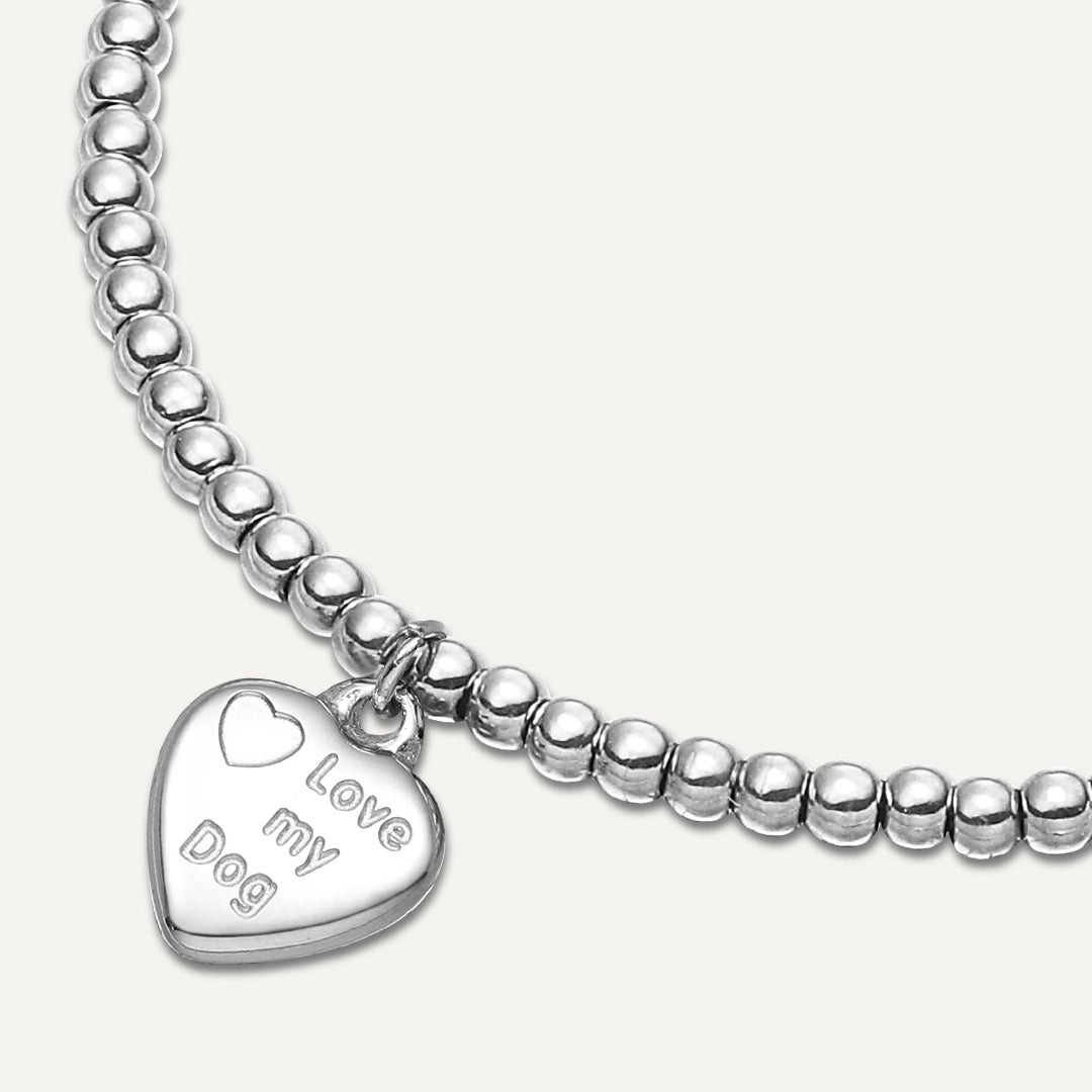 Memories: "PAWFECT LOVE" | Heart Bracelet | White Gold-Plated
