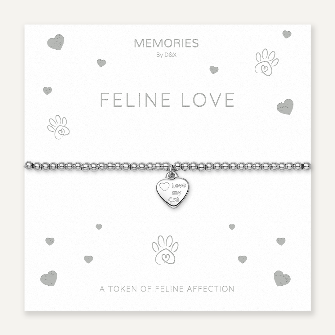 Memories: "FELINE LOVE" | Heart Bracelet | White Gold-Plated