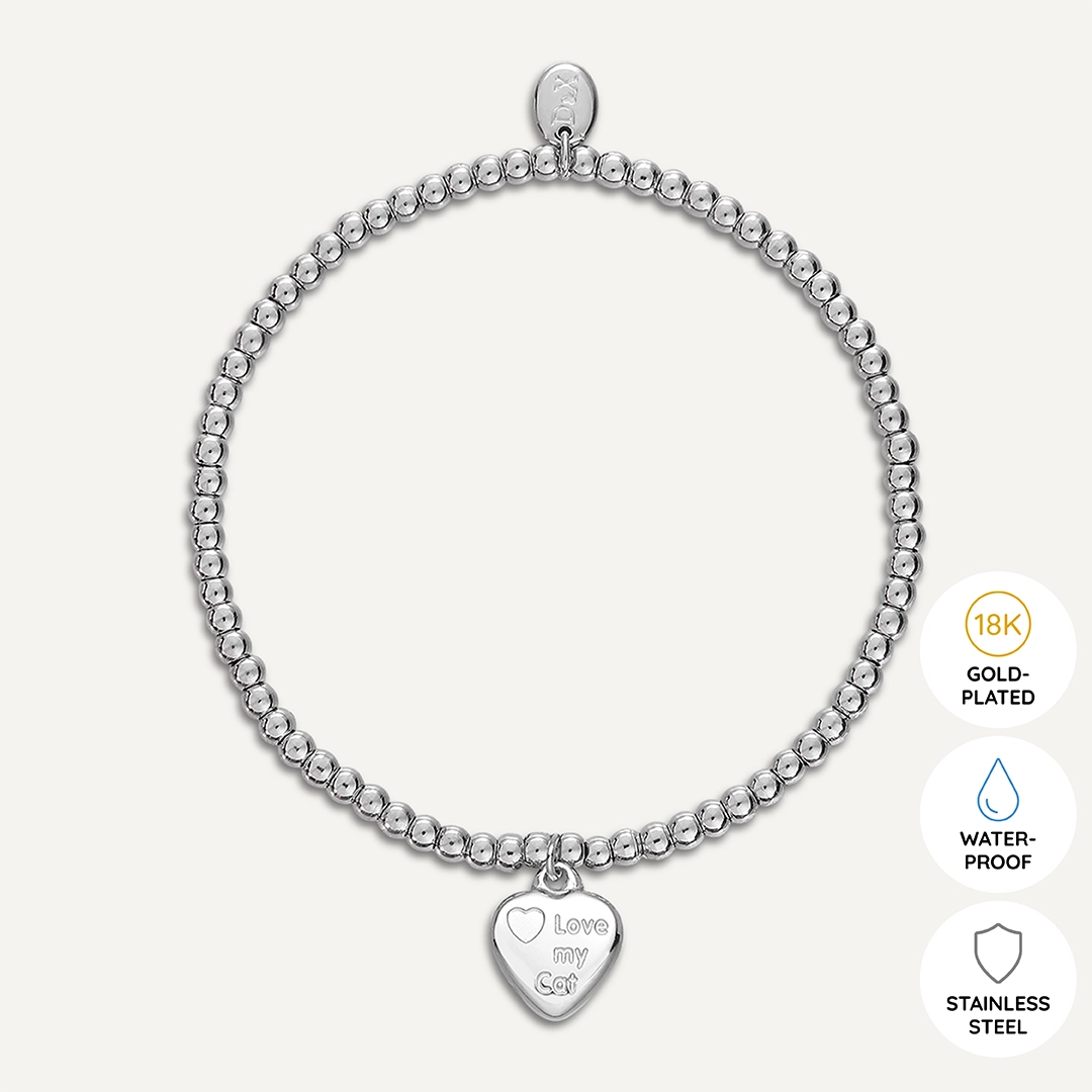 Memories: "FELINE LOVE" | Heart Bracelet | White Gold-Plated