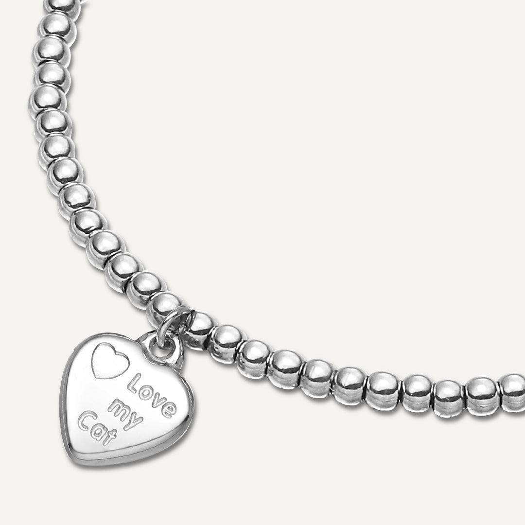 Memories: "FELINE LOVE" | Heart Bracelet | White Gold-Plated