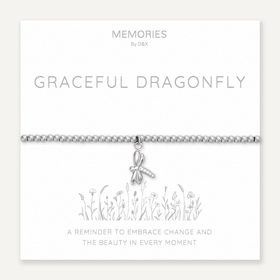 Memories: "GRACEFUL DRAGONFLY" | Dragonfly Bracelet | White Gold-Plated