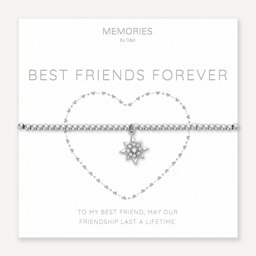 Memories: "BEST FRIENDS FOREVER" | Star Bracelet | White Gold-Plated