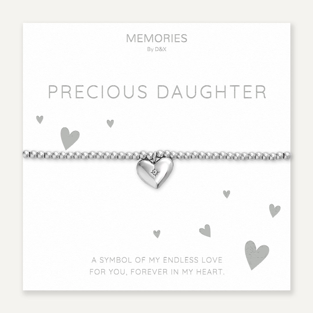 Memories: "PRECIOUS DAUGHTER" | Heart Bracelet | White Gold-Plated