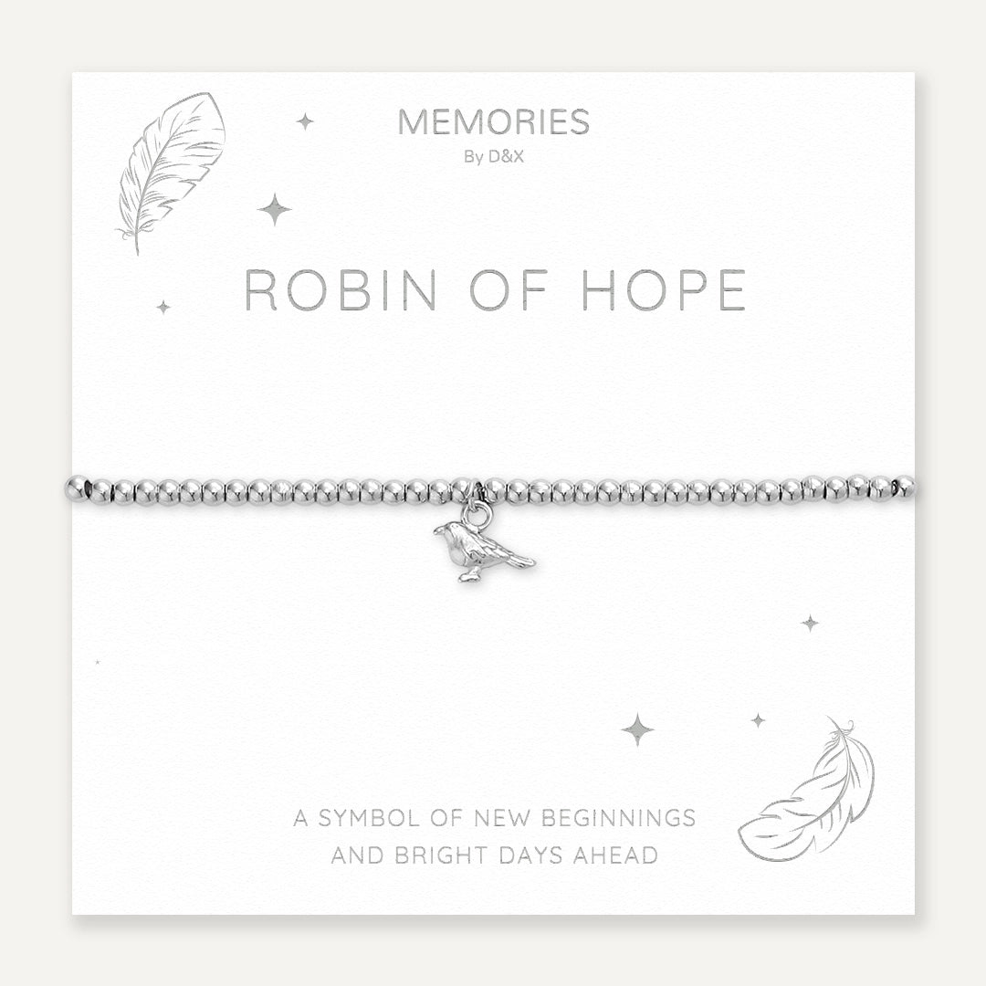 Memories: "ROBIN OF HOPE" | Bird Bracelet | White Gold-Plated