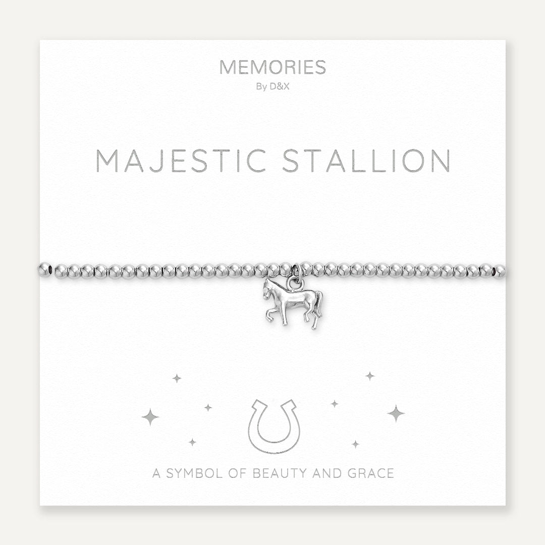 Memories: "MAJESTIC STALLION" | Horse Bracelet | White Gold-Plated