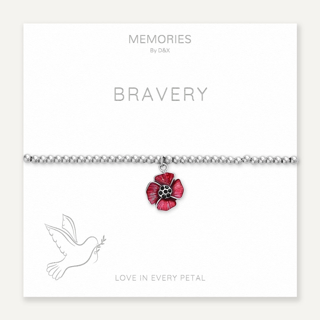 Memories: "BRAVERY" | Flower Bracelet | White Gold-Plated | Multi-Colour