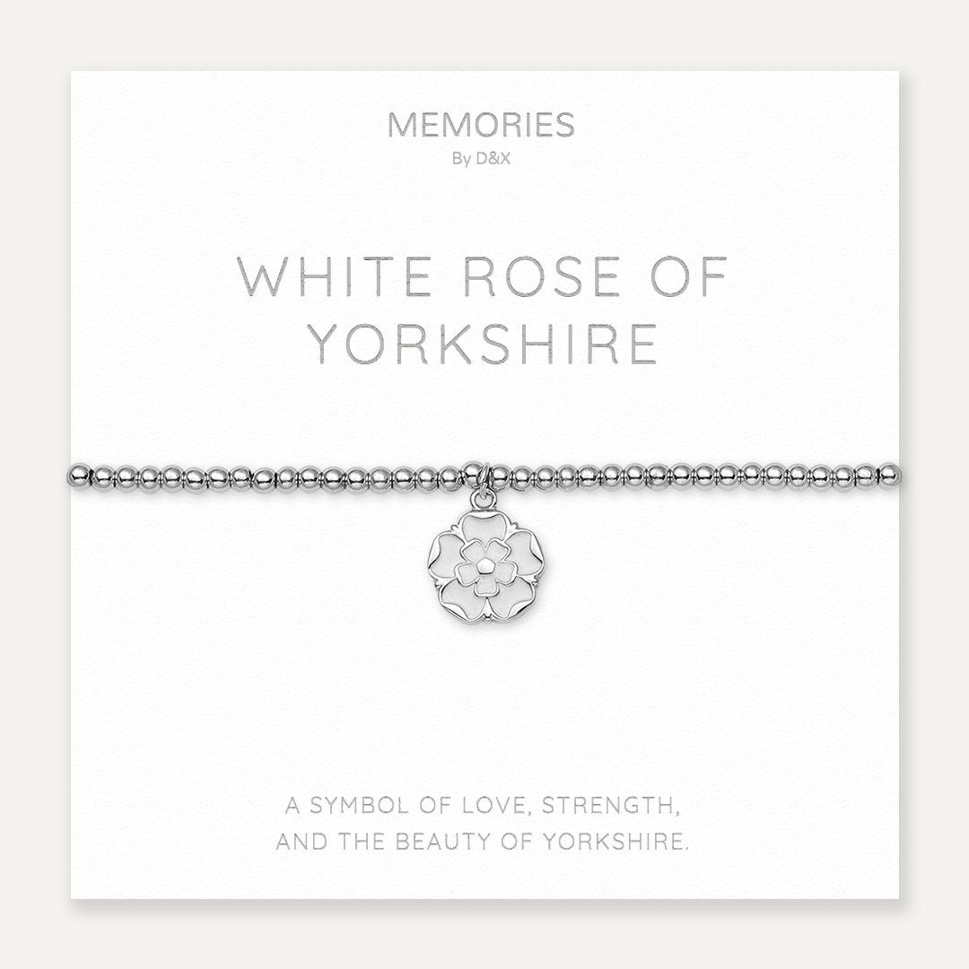 Memories: "WHITE ROSE OF YORKSHIRE" | Flower Bracelet | White Gold-Plated