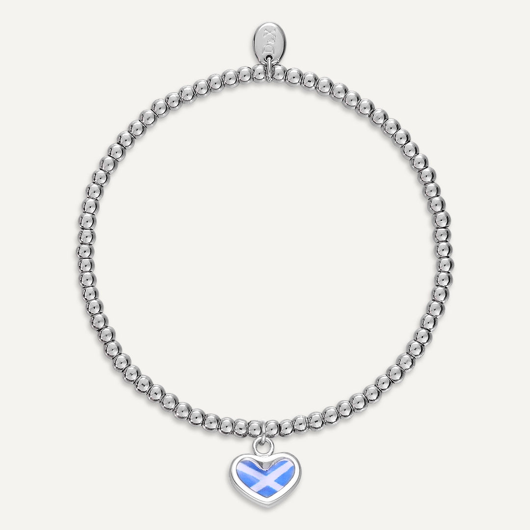 Memories: "SCOTTISH HEART" | Heart Flag Bracelet | White Gold-Plated