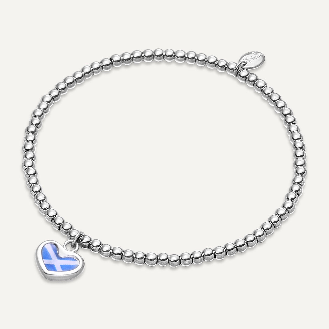 Memories: "SCOTTISH HEART" | Heart Flag Bracelet | White Gold-Plated