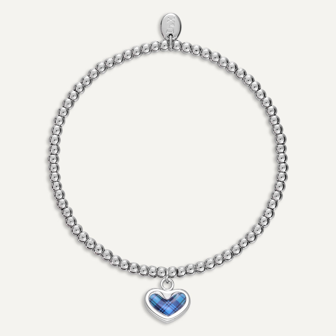 Memories: "HEART OF SCOTLAND" | Heart Flag Bracelet | White Gold-Plated