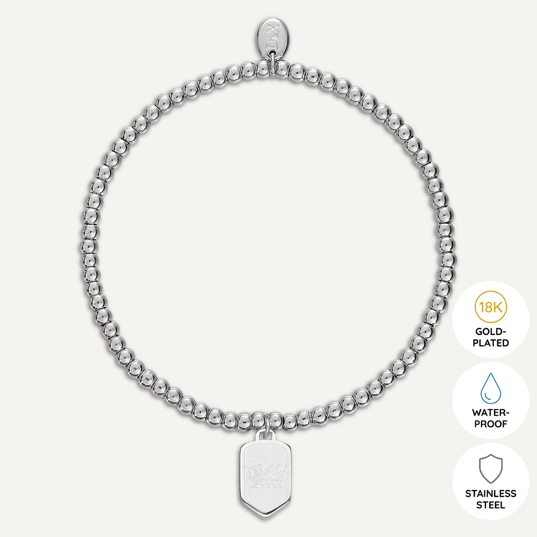 Memories: "DRAGON HEART" | Welsh dragon Bracelet | White Gold-Plated