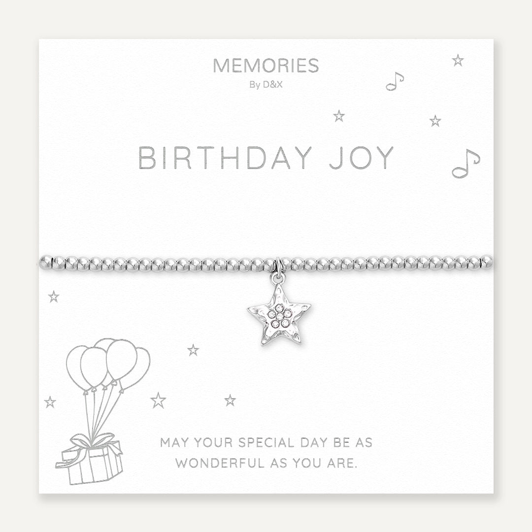 Memories: "BIRTHDAY JOY" | Star Bracelet | White Gold-Plated