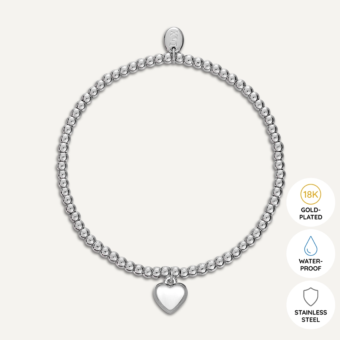 Memories: "HAPPY BIRTHDAY" | Heart Bracelet | White Gold-Plated