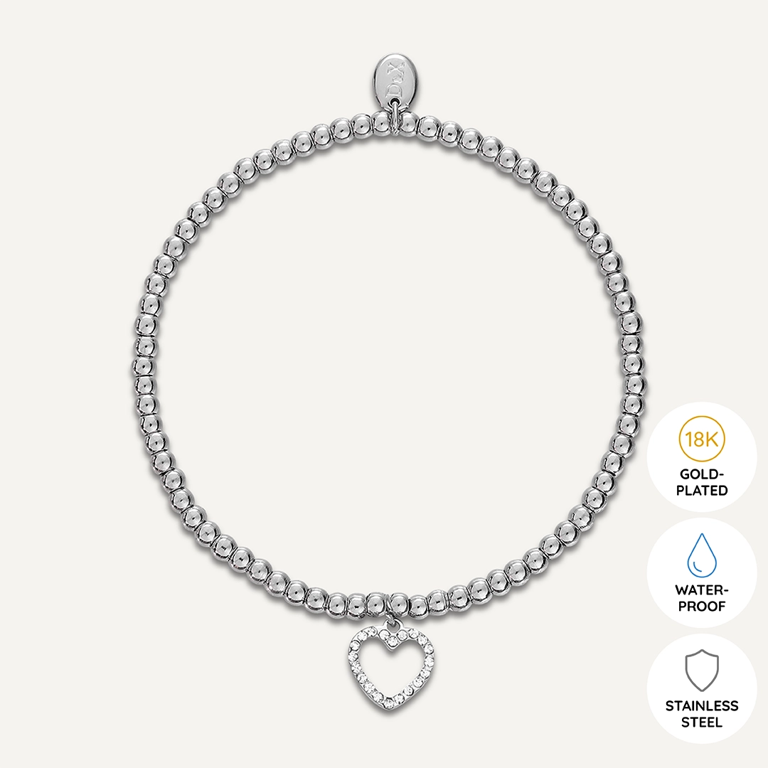 Memories: "THANK YOU" | Heart Bracelet | White Gold-Plated
