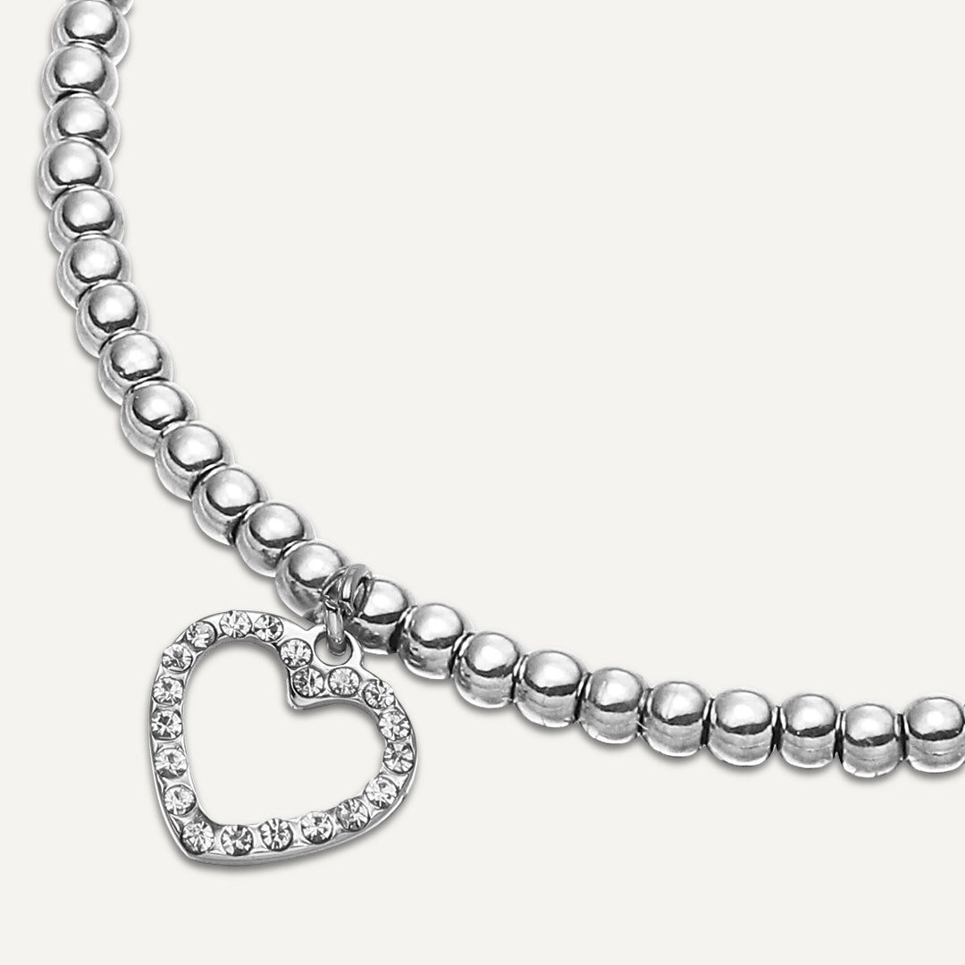 Memories: "THANK YOU" | Heart Bracelet | White Gold-Plated