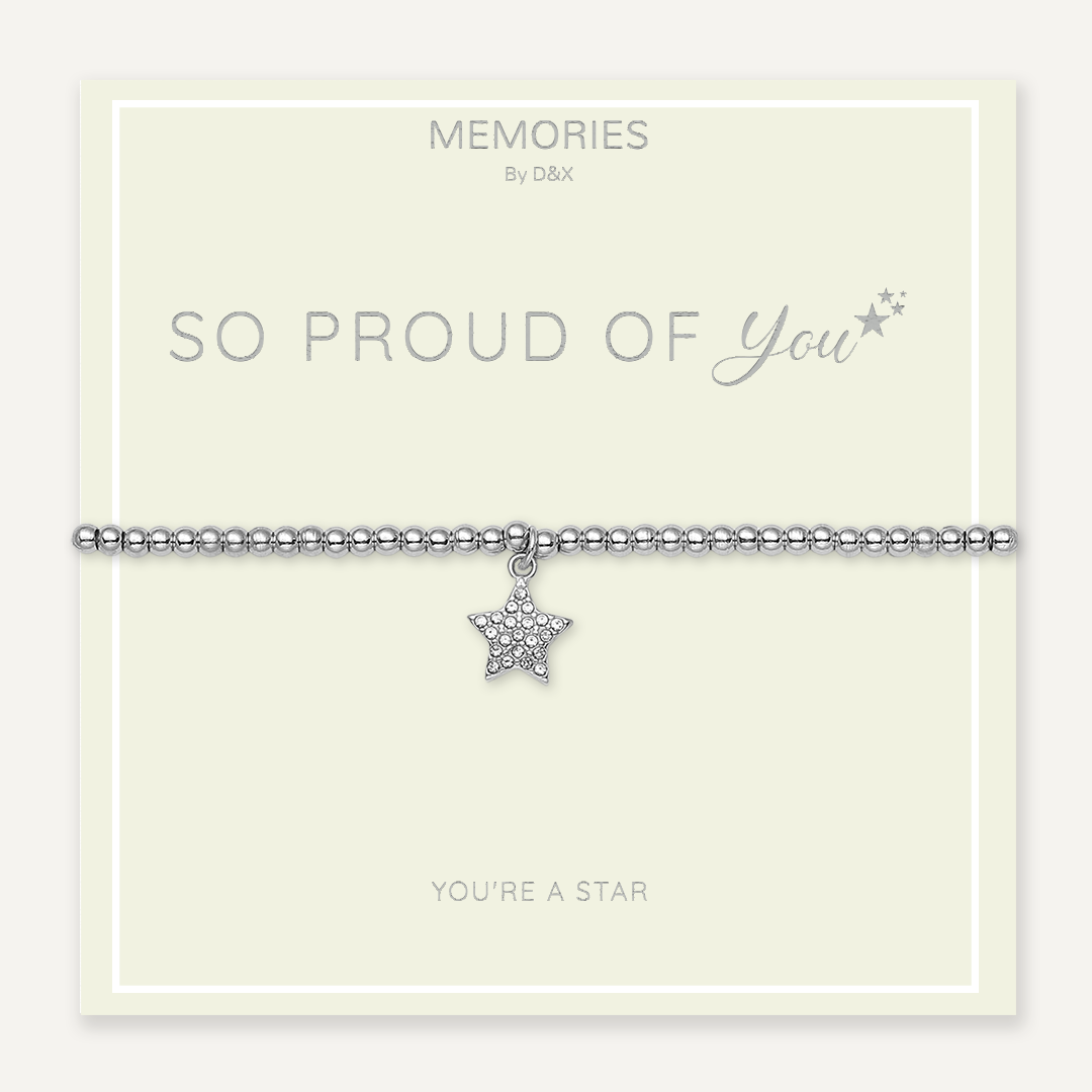 Memories: "SO PROUD OF YOU" | Star Bracelet | White Gold-Plated