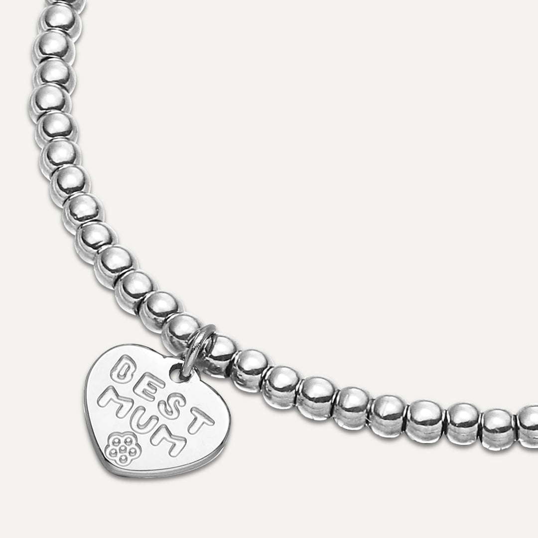 Memories: "WONDERFUL MUM" | Heart Bracelet |  White Gold-Plated