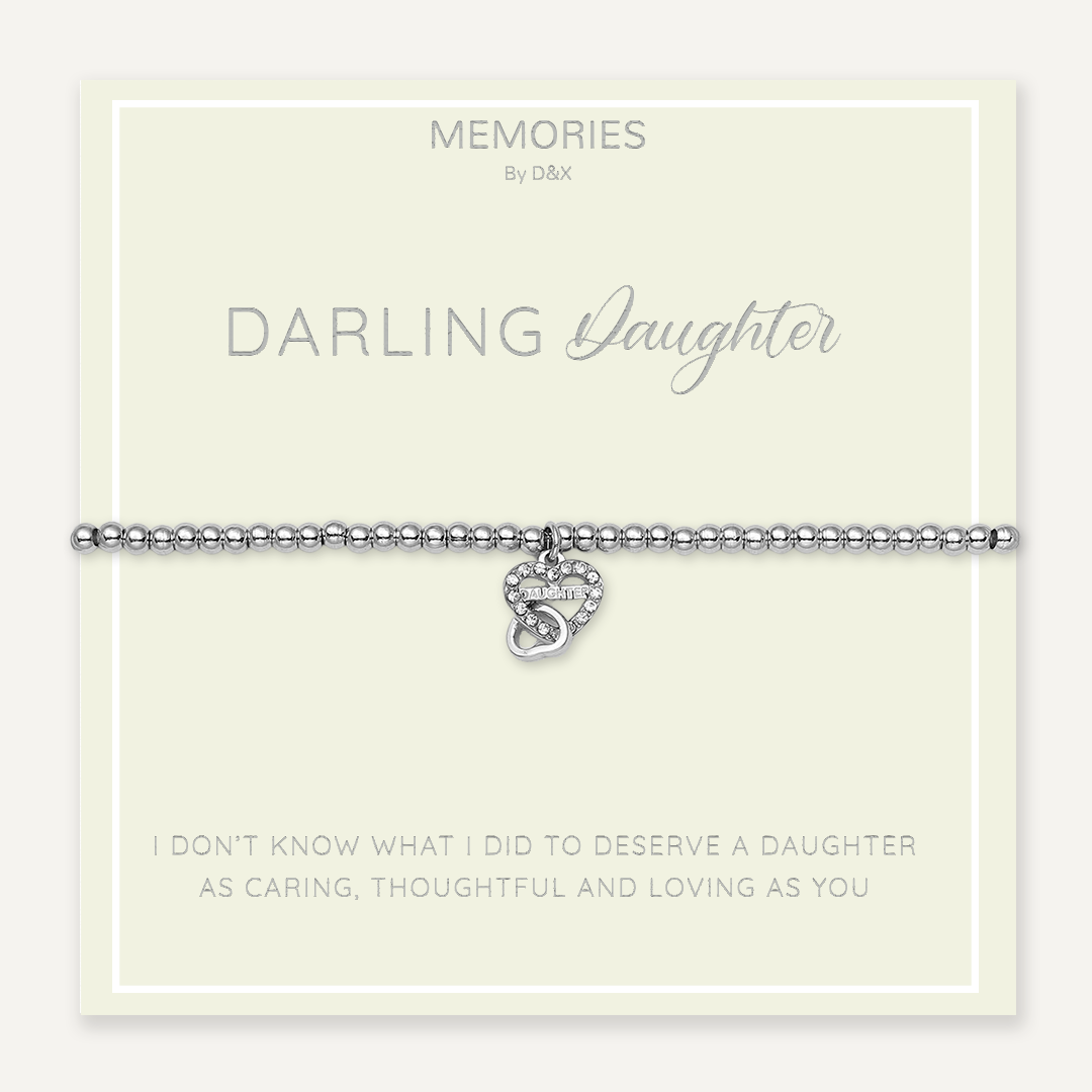Memories: "DARLING DAUGHTER" | Two Heart Bracelet |  White Gold-Plated