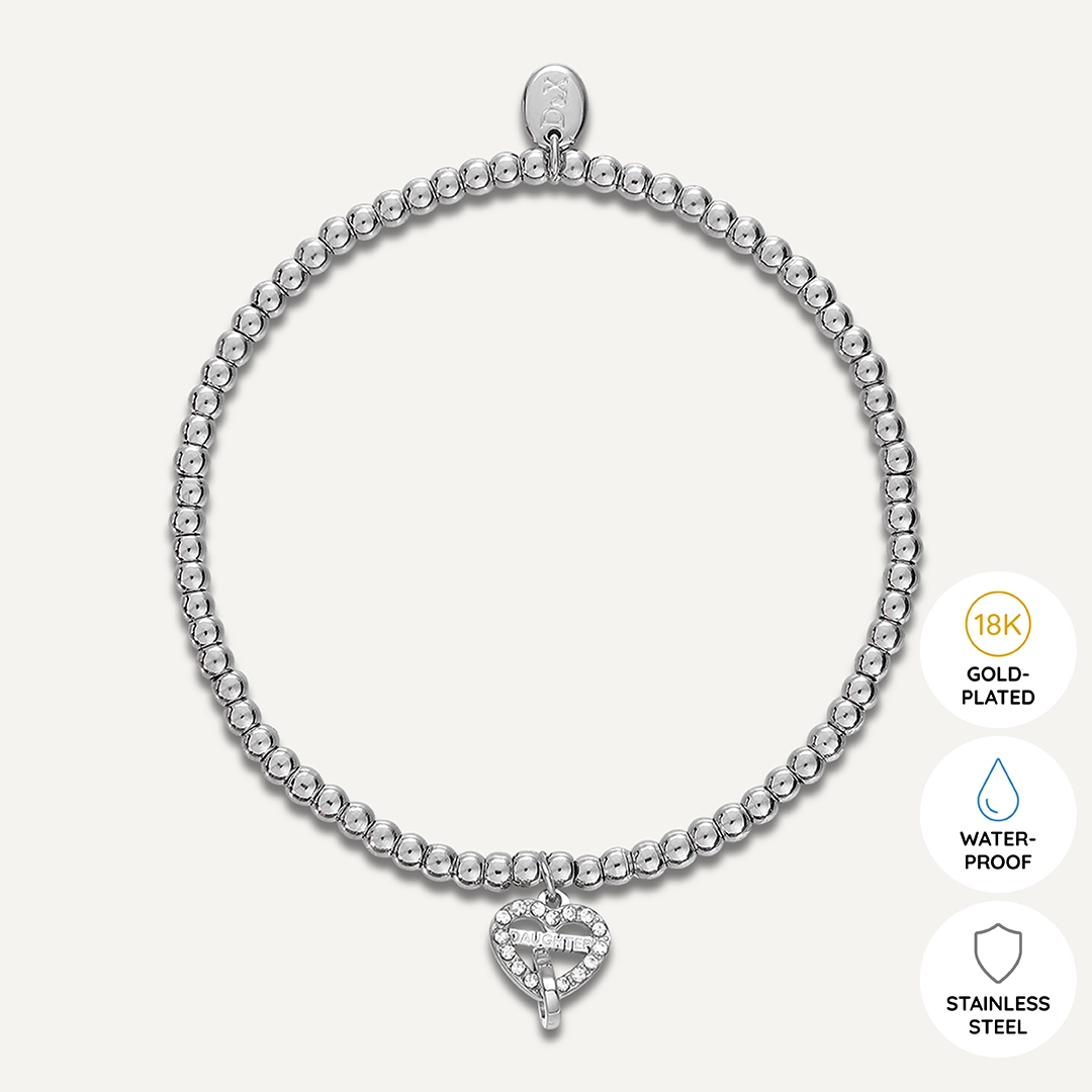 Memories: "DARLING DAUGHTER" | Two Heart Bracelet |  White Gold-Plated