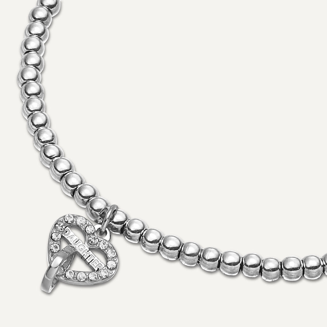 Memories: "DARLING DAUGHTER" | Two Heart Bracelet |  White Gold-Plated