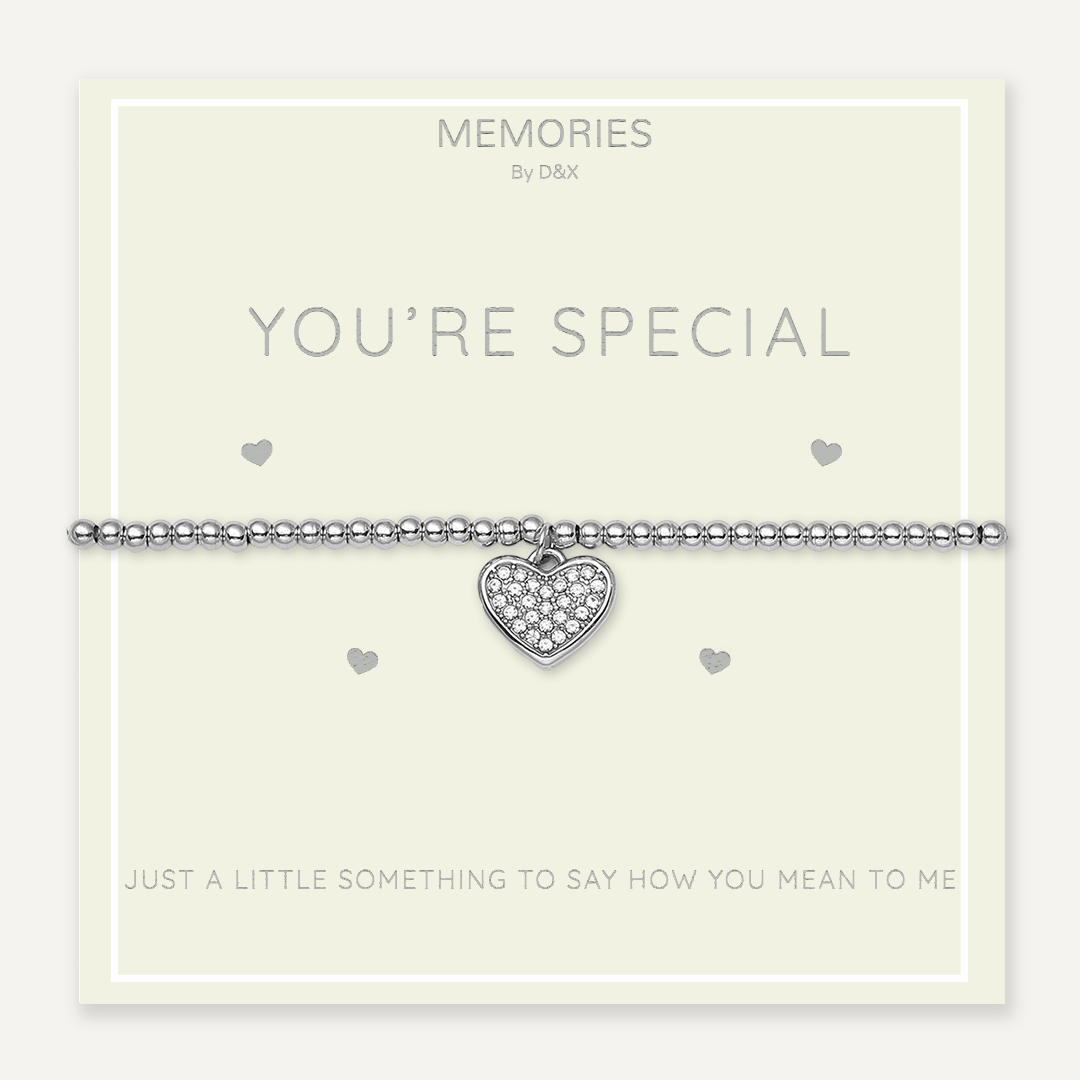 Memories: "YOU'RE SPECIAL" | Heart Bracelet | White Gold-Plated