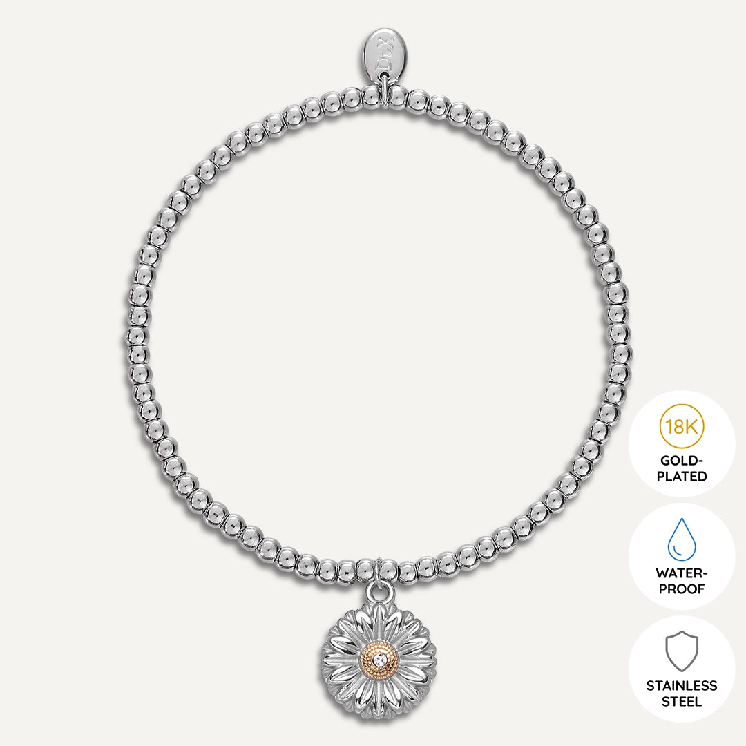 Memories: "SPECIAL GRANDDAUGHTER" | Flower Bracelet |  White Gold-Plated | Multi-Colour