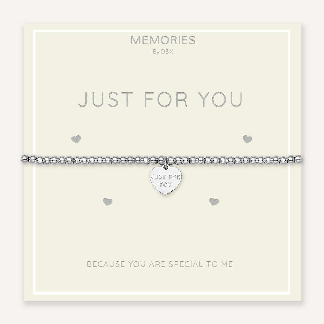 Memories: "JUST FOR YOU" | Heart Bracelet | White Gold-Plated