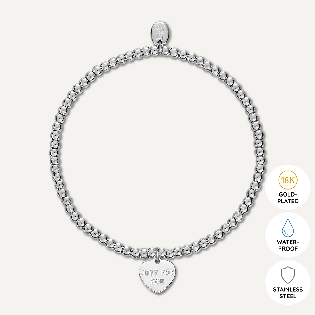 Memories: "JUST FOR YOU" | Heart Bracelet | White Gold-Plated