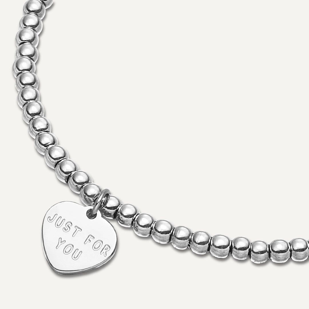 Memories: "JUST FOR YOU" | Heart Bracelet | White Gold-Plated