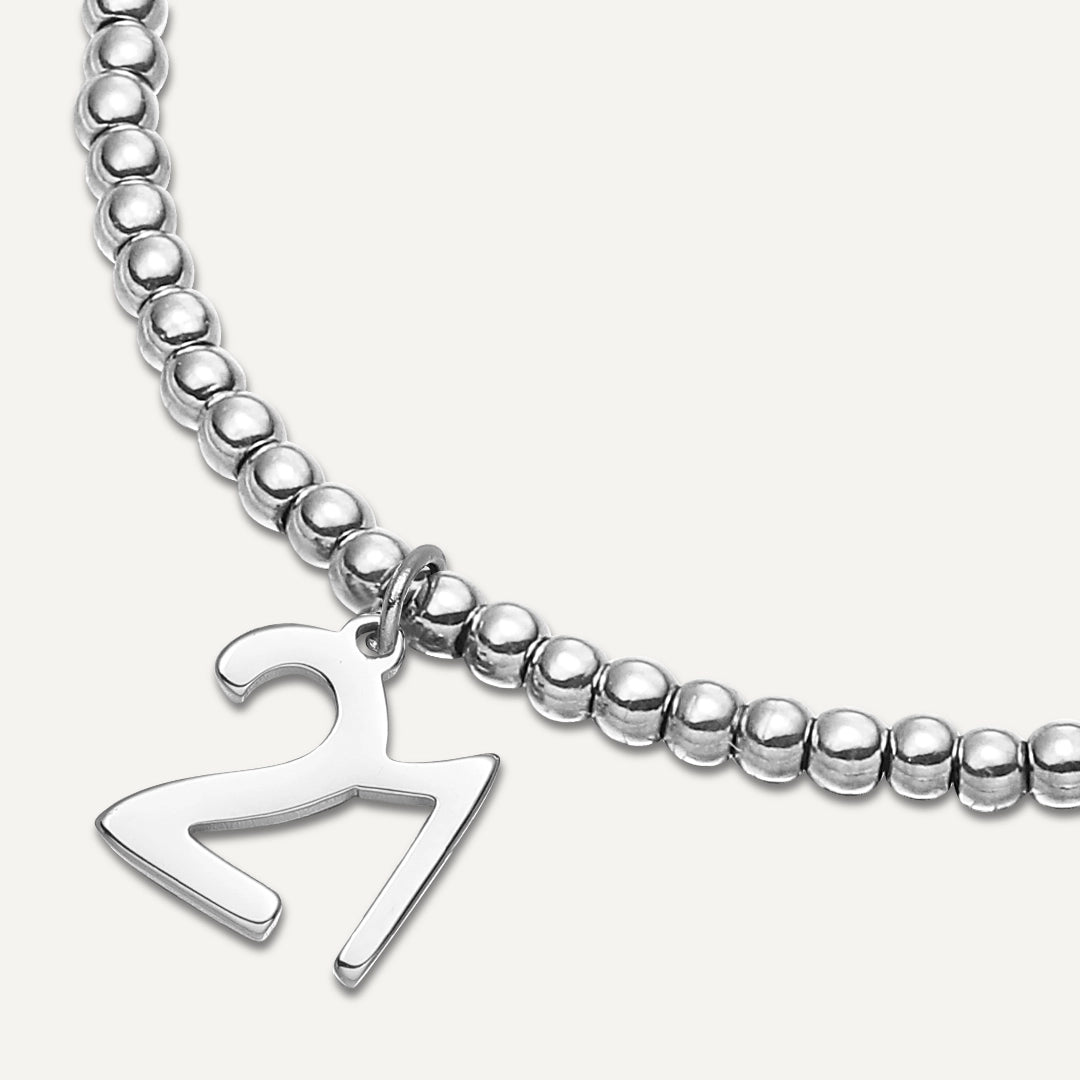 Memories: "HAPPY 21ST BIRTHDAY" | Number 21 Bracelet | White Gold-Plated