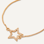 Detailed view of Vivienne Star Drawstring Bracelet in Gold Cubic Zirconia