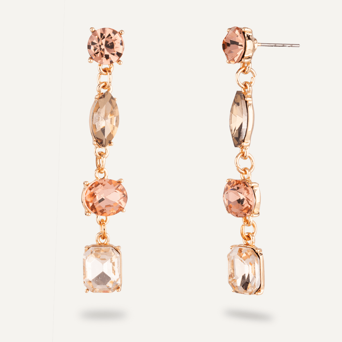 Vivienne Gold & Multicoloured Crystal 4-Stone Dangle Earrings - D&X Retail
