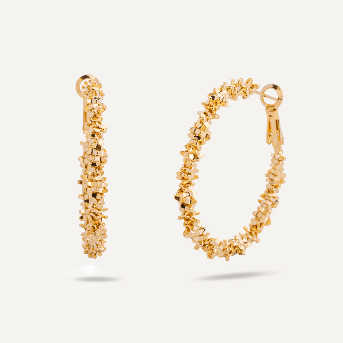 Vivienne Textured Hoop Earrings In Gold - D&X Retail