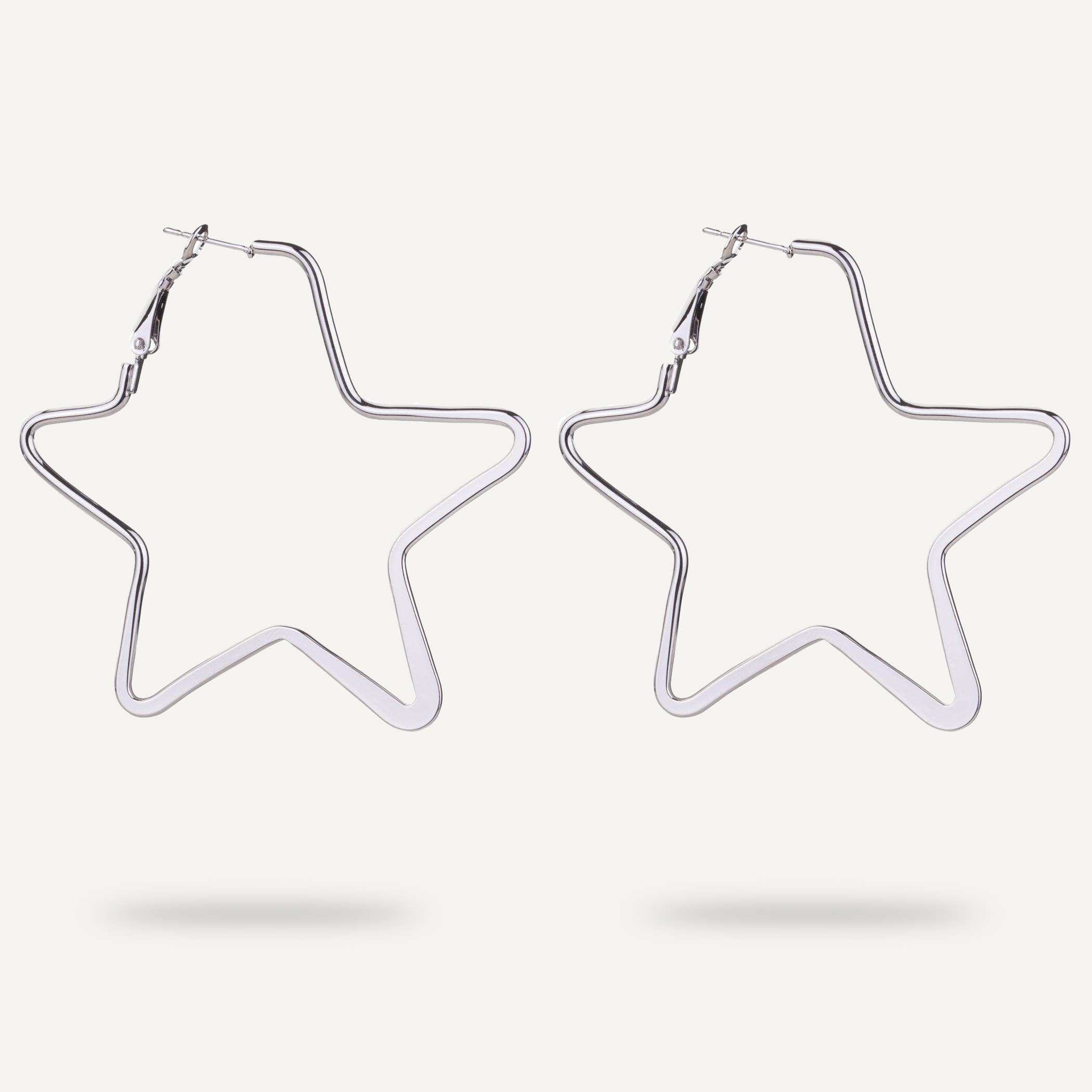 Vivienne Star Hoop Earrings In White Gold - D&X Retail