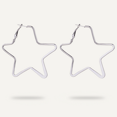 Vivienne Star Hoop Earrings In White Gold - D&X Retail