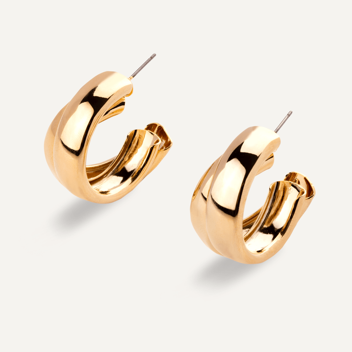 Vivienne Demi Double Hoop Earrings Gold - D&X Retail