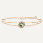 Detailed view of August Peridot Birthstone Clasp Bracelet In Gold Cubic Zirconia