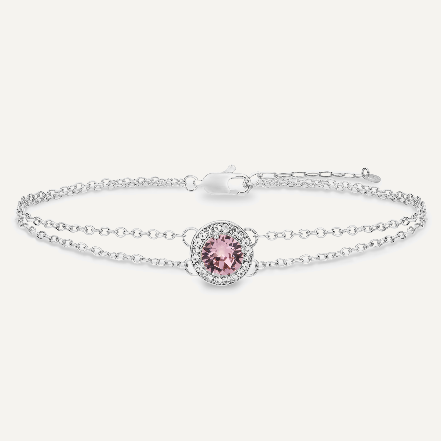 Detailed view of June Alexandrite Birthstone Clasp Bracelet In Silver Cubic Zirconia
