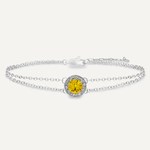 Detailed view of November Citrine Birthstone Bracelet Cubic Zirconia in Silver