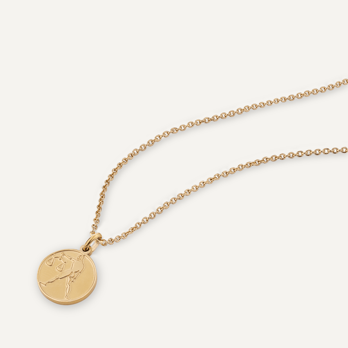 Detailed view of Libra Zodiac Star Sign Necklace In Gold (Sep 23 – Oct 22)