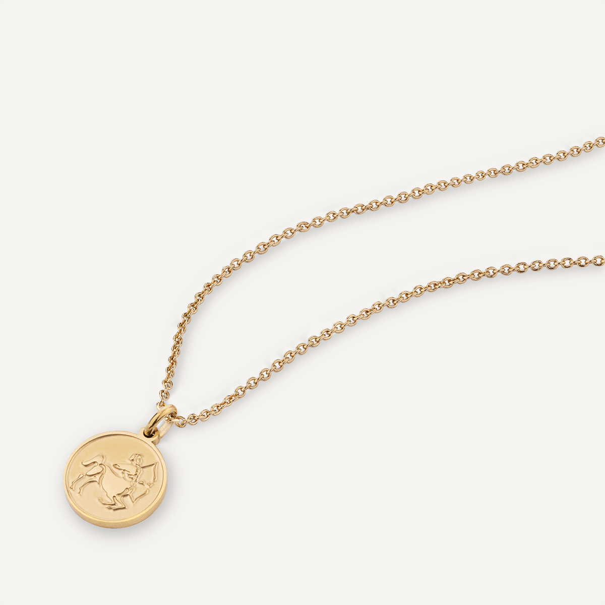 Detailed view of Sagittarius Zodiac Star Sign Necklace In Gold (November 22 – December 21)