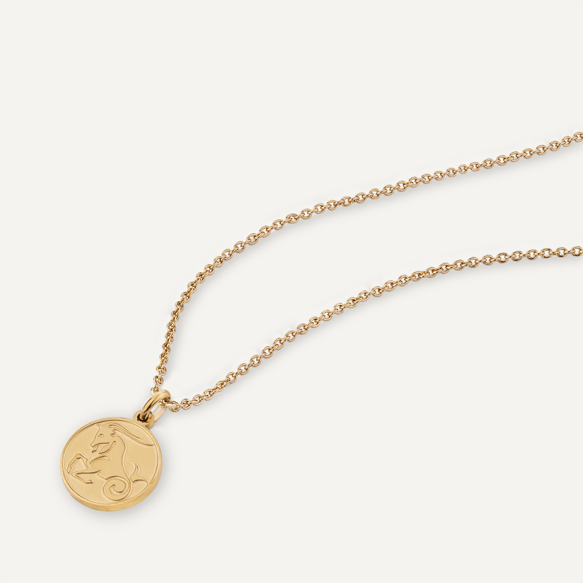 Detailed view of Capricorn Zodiac Star Sign Necklace In Gold (December 22 – January 19)