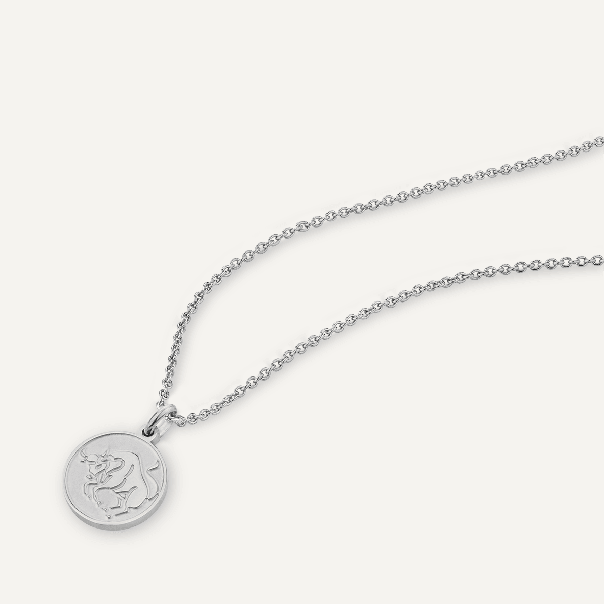 Detailed view of Taurus Zodiac Necklace In Silver (April 20 – May 20)