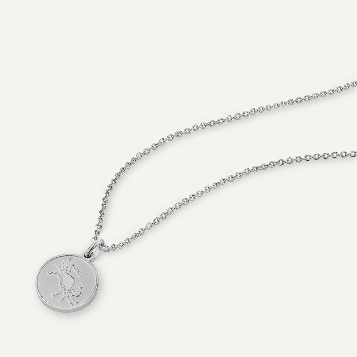 Detailed view of Cancer Zodiac Necklace In Silver (June 21 – July 22)