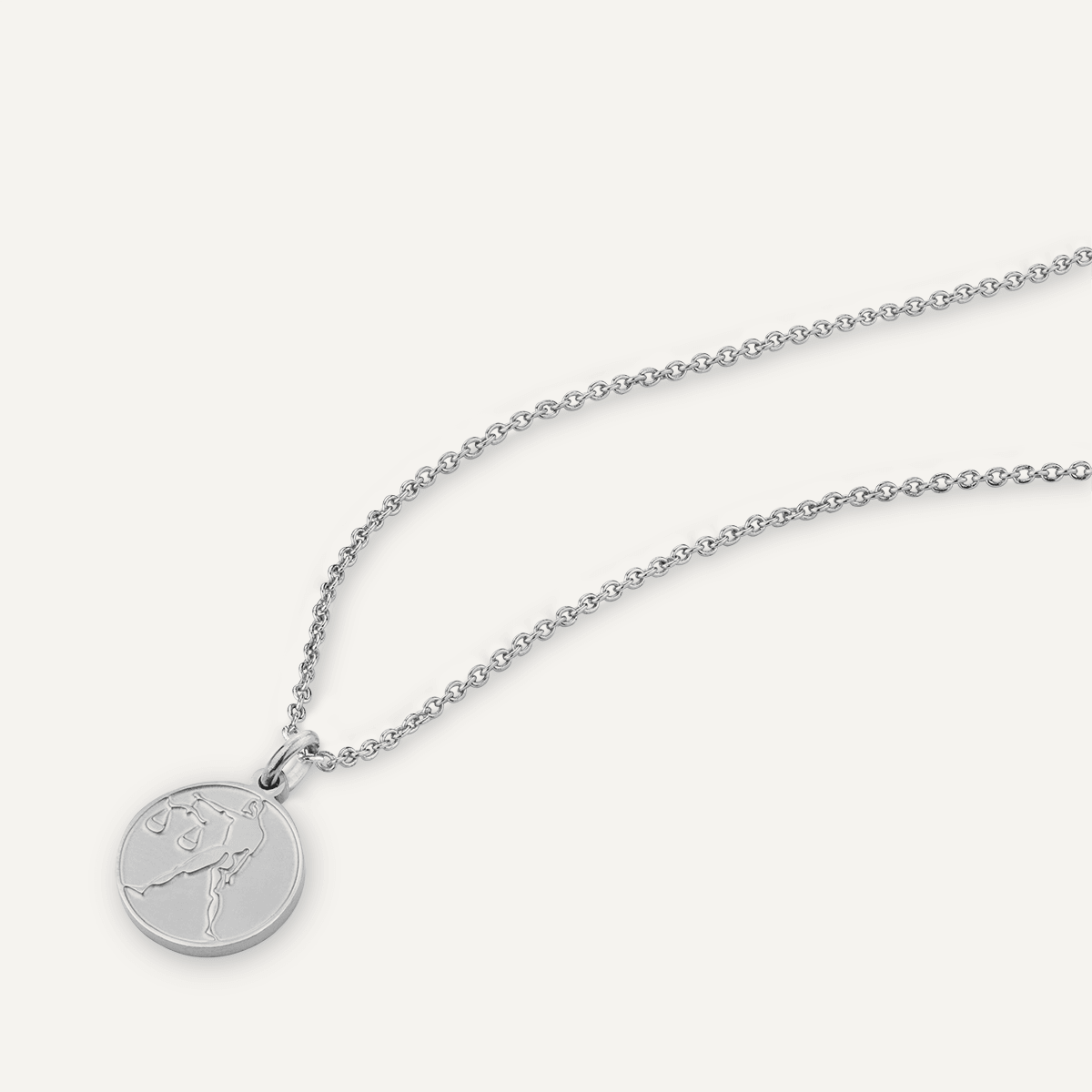 Detailed view of Libra Zodiac Star Sign Necklace In Silver (Sep 23 – Oct 22)