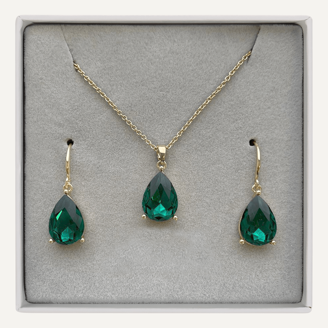 May Geometric Emerald Birthstone Boxed Set In Gold-Tone