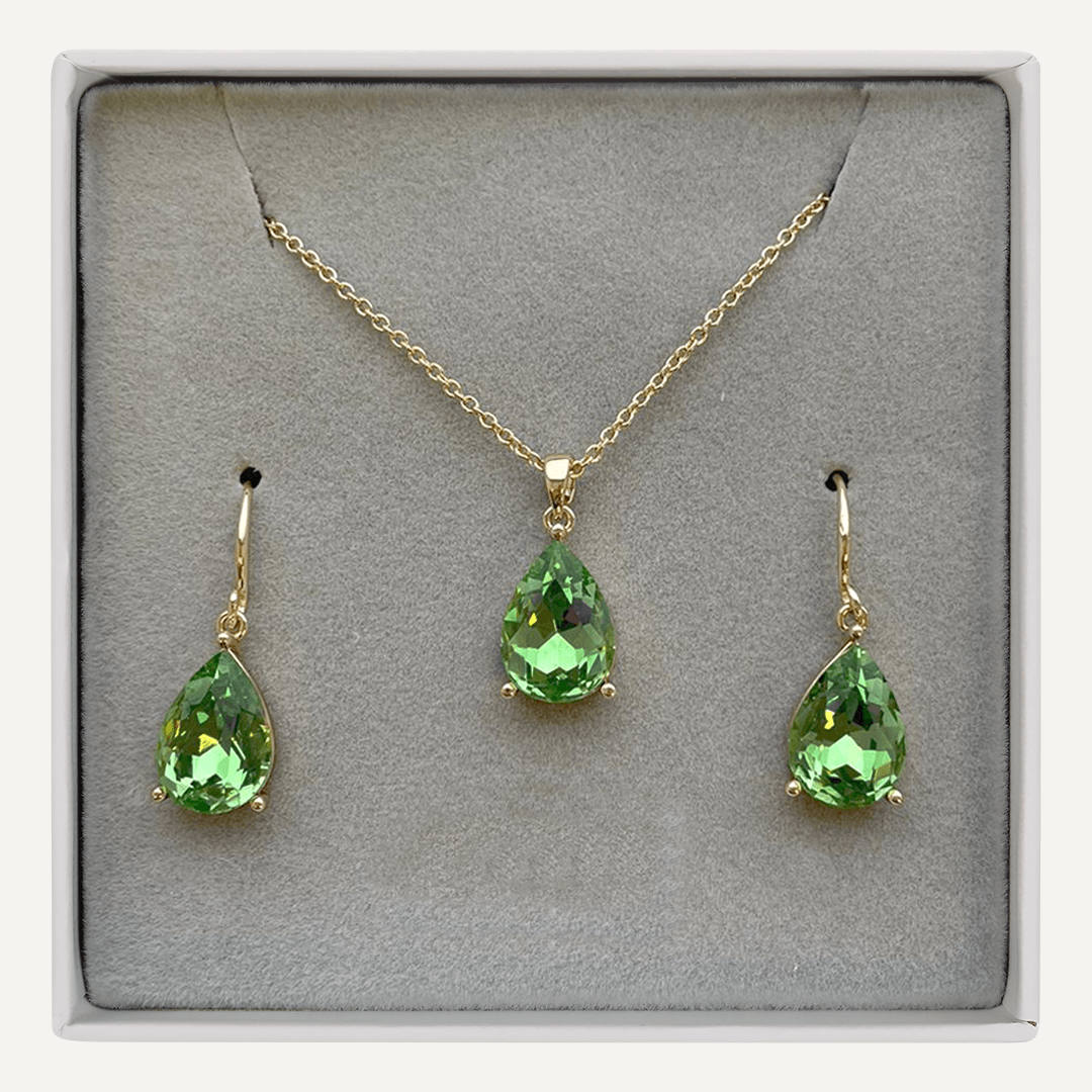 August Geometric Peridot Birthstone Boxed Set In Gold-Tone