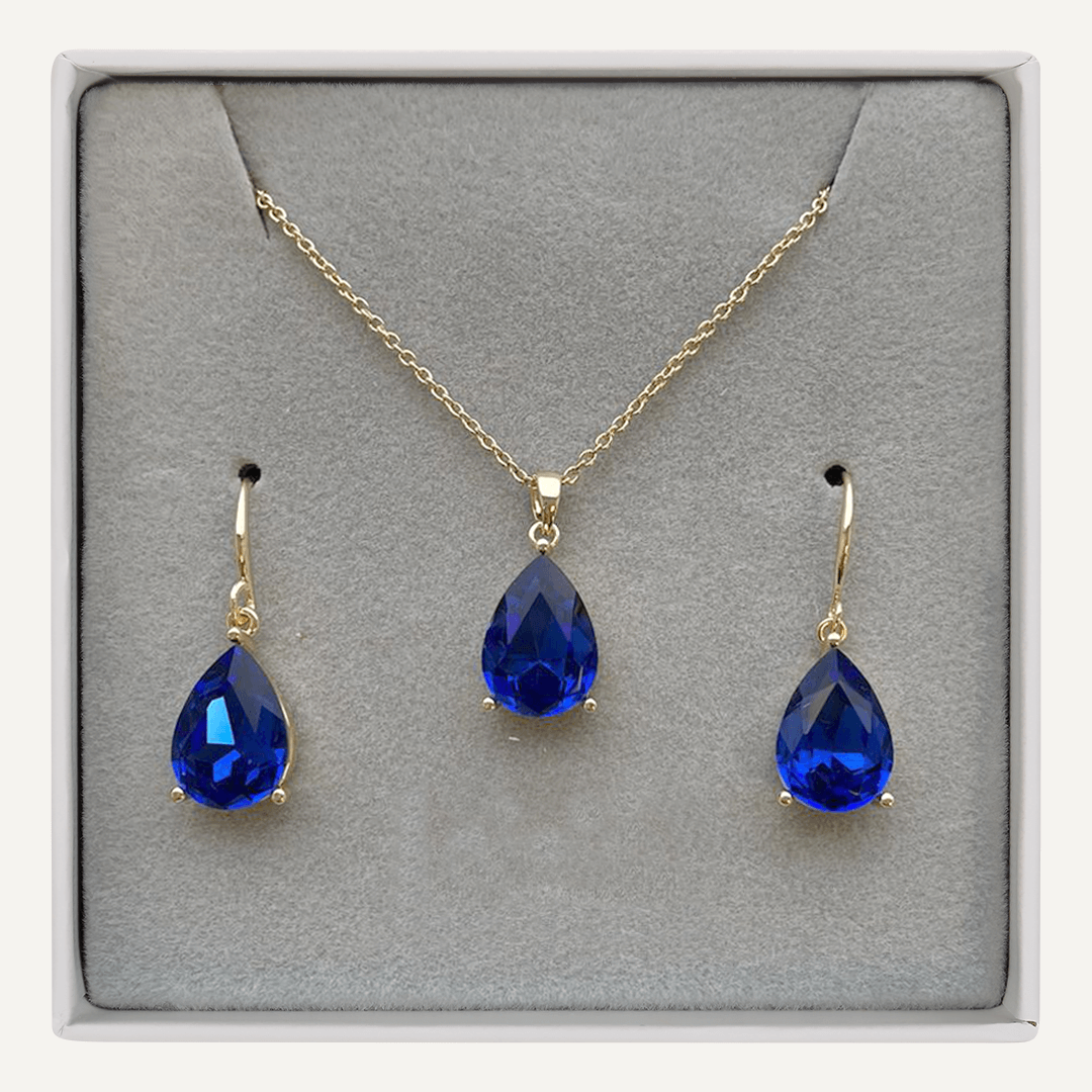 September Geometric Sapphire Birthstone Boxed Set In Gold-Tone