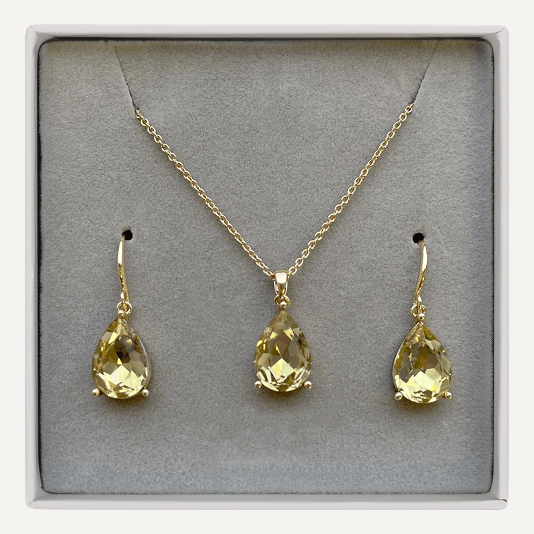 November Geometric Citrine Birthstone Boxed Set In Gold-Tone