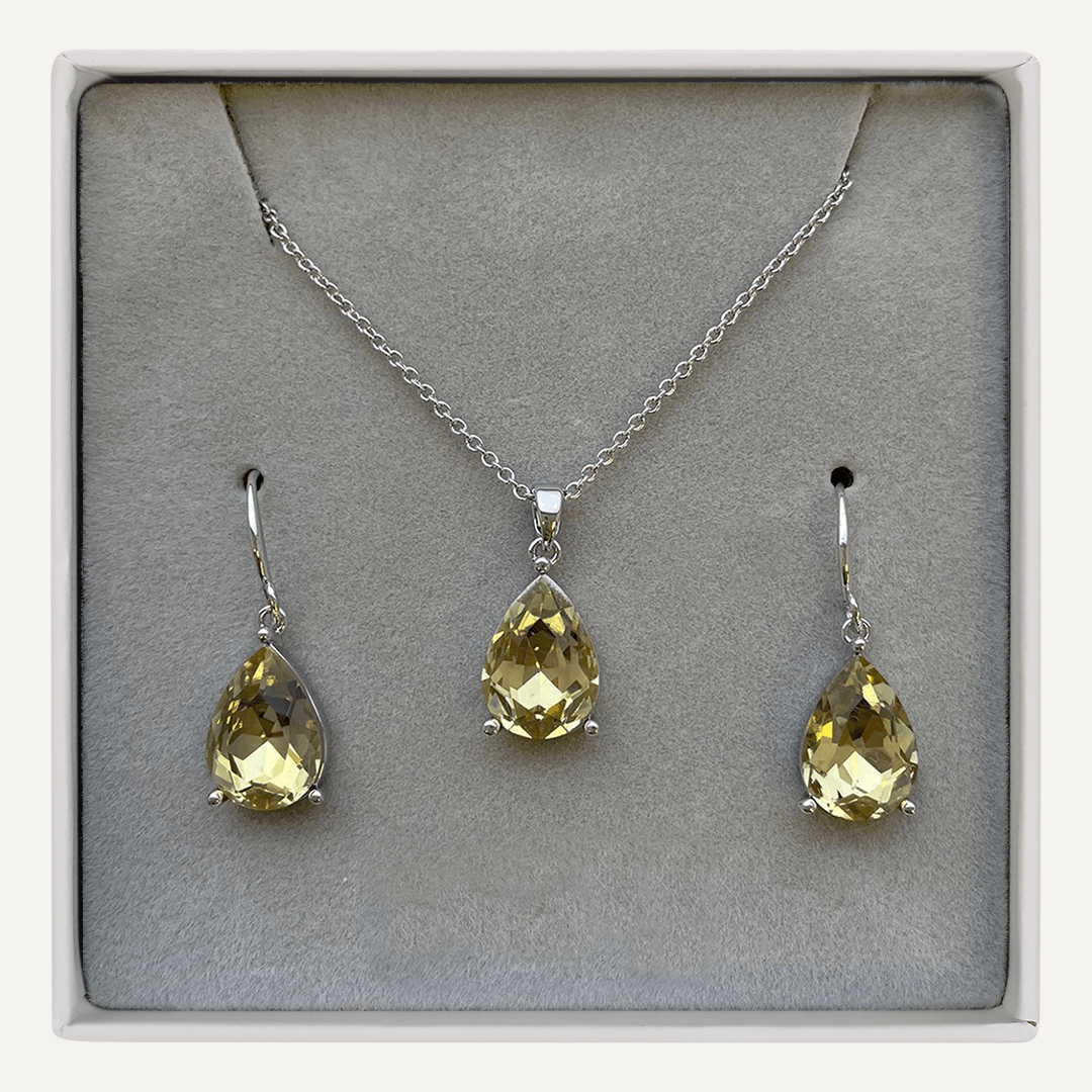 November Geometric Citrine Birthstone Boxed Set In Silver-Tone